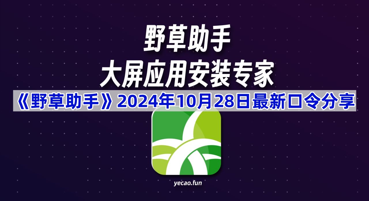 《野草助手》2024年10月28日最新口令分享